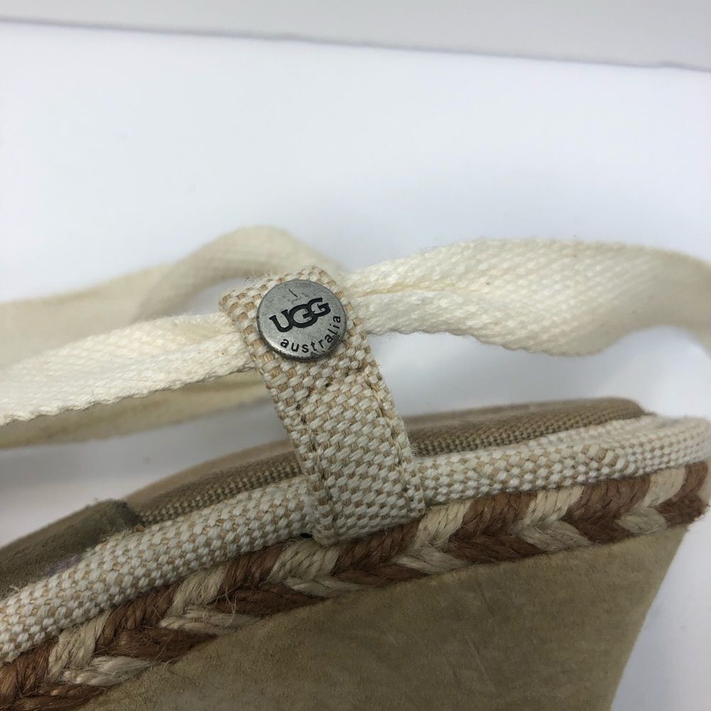 UGG wedge tie up Sherpa lined sandals size 6 - Picture 4 of 12